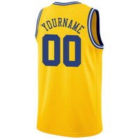 Custom Basketball Jersey, Gold Royal White Sportswear Jersey Shirt, Athletic Mesh Moisture Wicking Jersey, Casual Gift for Men