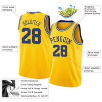 Custom Basketball Jersey, Gold Royal White Sportswear Jersey Shirt, Athletic Mesh Moisture Wicking Jersey, Casual Gift for Men