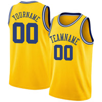 Custom Basketball Jersey, Gold Royal White Sportswear Jersey Shirt, Athletic Mesh Moisture Wicking Jersey, Casual Gift for Men