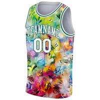 Custom Basketball Jersey, White Kelly Green Sportswear Jersey Shirt, Athletic Mesh Moisture Wicking Jersey, Casual Gift for Men