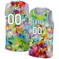 Custom Basketball Jersey, White Kelly Green Sportswear Jersey Shirt, Athletic Mesh Moisture Wicking Jersey, Casual Gift for Men