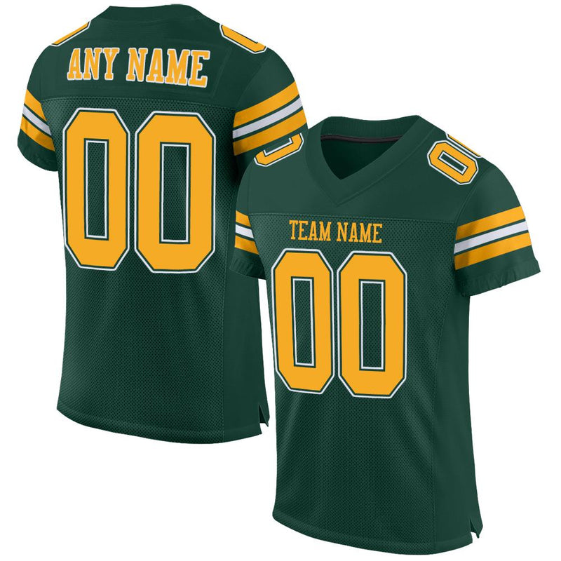 Custom Football Jersey, Green Gold White Sportswear Jersey Shirt, Athletic Mesh Jersey, Casual Gift for Men, Style Green0001