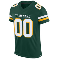 Custom Football Jersey, Green White Gold Sportswear Jersey Shirt, Athletic Mesh Jersey, Casual Gift for Men, Style Green0017