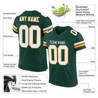 Custom Football Jersey, Green White Gold Sportswear Jersey Shirt, Athletic Mesh Jersey, Casual Gift for Men, Style Green0017