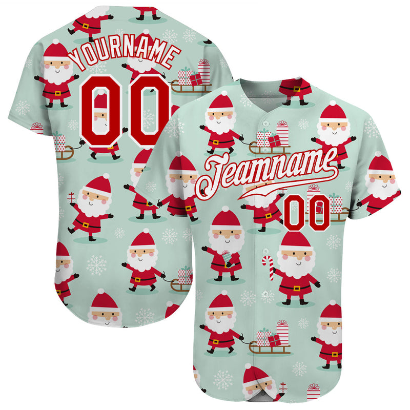 Custom Baseball Jersey, Green Red White Sportswear Jersey Shirt, Athletic Sportswear Jersey, Casual Gift for Men