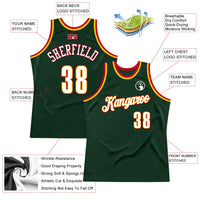 Custom Basketball Jersey, Green White Red Authentic Sportswear Jersey Shirt, Athletic Mesh Moisture Wicking Jersey, Casual Gift for Men