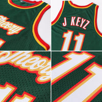 Custom Basketball Jersey, Green White Red Authentic Sportswear Jersey Shirt, Athletic Mesh Moisture Wicking Jersey, Casual Gift for Men