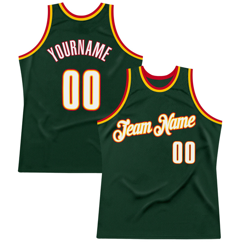 Custom Basketball Jersey, Green White Red Authentic Sportswear Jersey Shirt, Athletic Mesh Moisture Wicking Jersey, Casual Gift for Men