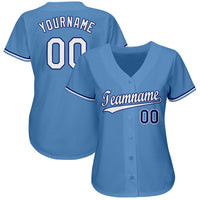Custom Baseball Jersey, Light Blue Sportswear Jersey Shirt, Athletic Button Down Moisture Wicking Jersey, Casual Gift for Men, Style KansasC0085