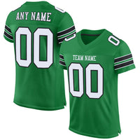 Custom Football Jersey, Green White Sportswear Jersey Shirt, Athletic Mesh Moisture Wicking Jersey, Casual Gift for Men, Style KellyGreen0002