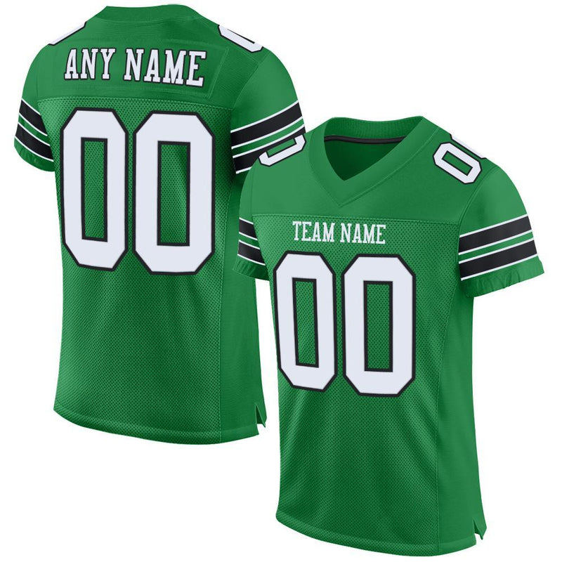 Custom Football Jersey, Green White Sportswear Jersey Shirt, Athletic Mesh Moisture Wicking Jersey, Casual Gift for Men, Style KellyGreen0002