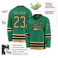 Custom Hockey Jersey, Kelly Green Old Sportswear Jersey Shirt, Athletic Long Sleeve V Neck Jersey, Casual Gift for Men, Style KellyGreen0152