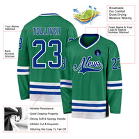 Custom Hockey Jersey, Kelly Green Royal Sportswear Jersey Shirt, Athletic Long Sleeve V Neck Jersey, Casual Gift for Men, Style KellyGreen0153