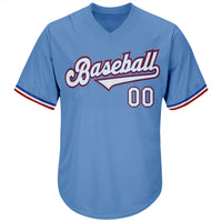 Custom Baseball Jersey, Light Blue Sportswear Jersey Shirt, Athletic V Neck Moisture Wicking Jersey, Casual Gift for Men, Style LightBlue0029