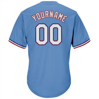 Custom Baseball Jersey, Light Blue Sportswear Jersey Shirt, Athletic V Neck Moisture Wicking Jersey, Casual Gift for Men, Style LightBlue0029