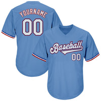 Custom Baseball Jersey, Light Blue Sportswear Jersey Shirt, Athletic V Neck Moisture Wicking Jersey, Casual Gift for Men, Style LightBlue0029