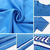Custom Baseball Jersey, Light Sportswear Jersey Shirt, Athletic Button Down Moisture Wicking Jersey, Casual Gift for Men, Style LightBlue0031