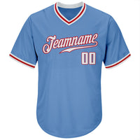 Custom Baseball Jersey, Light Blue Sportswear Jersey Shirt, Athletic V Neck Moisture Wicking Jersey, Casual Gift for Men, Style LightBlue0053