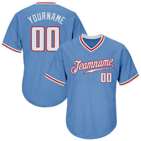 Custom Baseball Jersey, Light Blue Sportswear Jersey Shirt, Athletic V Neck Moisture Wicking Jersey, Casual Gift for Men, Style LightBlue0053