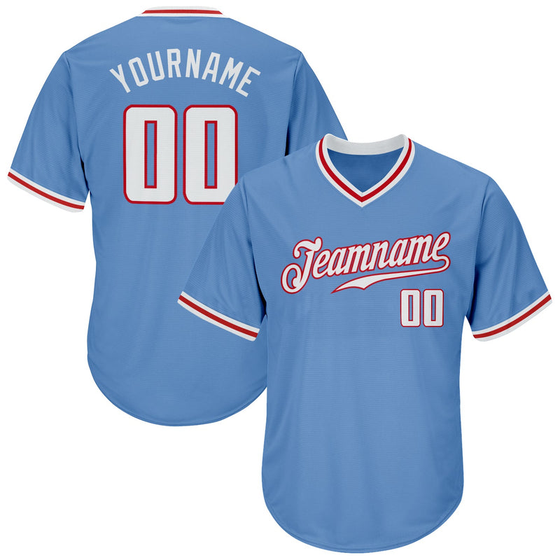 Custom Baseball Jersey, Light Blue Sportswear Jersey Shirt, Athletic V Neck Moisture Wicking Jersey, Casual Gift for Men, Style LightBlue0053