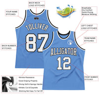 Custom Basketball Jersey, Light Blue White Black Throwback Sportswear Jersey Shirt, Athletic Mesh Moisture Wicking Jersey, Casual Gift for Men