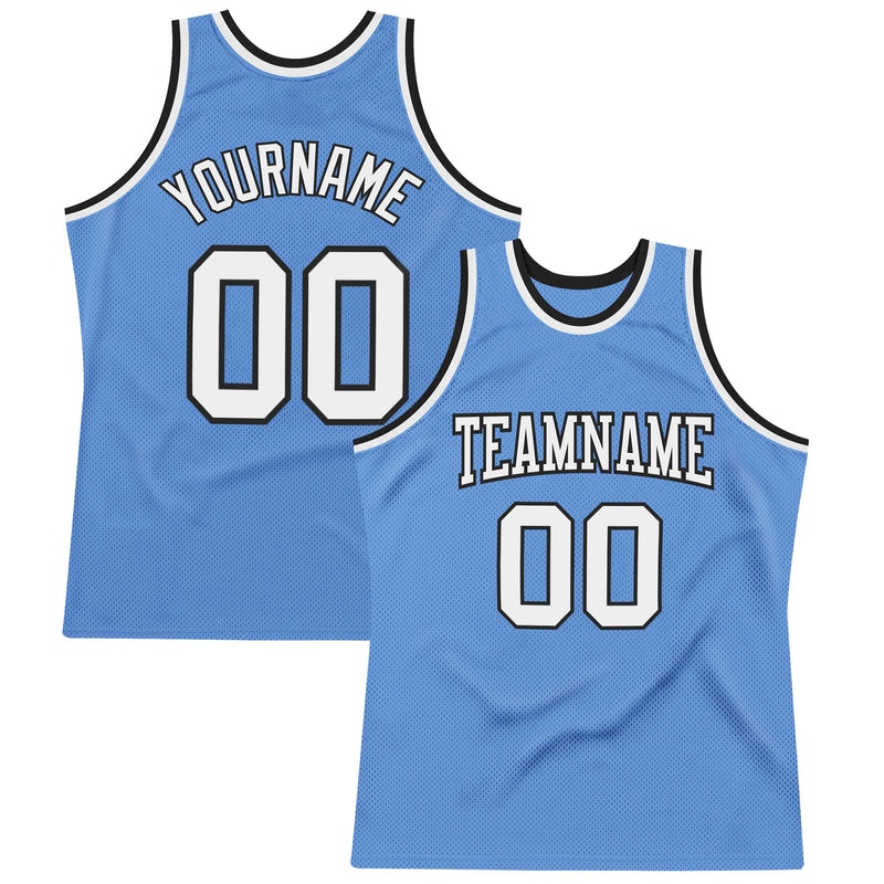 Custom Basketball Jersey, Light Blue White Black Throwback Sportswear Jersey Shirt, Athletic Mesh Moisture Wicking Jersey, Casual Gift for Men