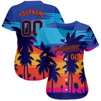 Custom Baseball Jersey, Royal Navy Orange Sportswear Jersey Shirt, Athletic Button Down Moisture Wicking Jersey, Casual Gift for Men