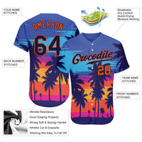 Custom Baseball Jersey, Royal Navy Orange Sportswear Jersey Shirt, Athletic Button Down Moisture Wicking Jersey, Casual Gift for Men