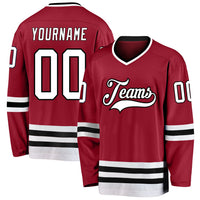 Custom Hockey Jersey, Maroon White Black Sportswear Jersey Shirt, Athletic Long Sleeve V Neck Jersey, Casual Gift for Men, Style Maroon0026