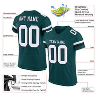 Custom Football Jersey, Green White Sportswear Jersey Shirt, Athletic Mesh Moisture Wicking Jersey, Casual Gift for Men, Style MidnightGreen0011