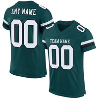 Custom Football Jersey, Green White Sportswear Jersey Shirt, Athletic Mesh Moisture Wicking Jersey, Casual Gift for Men, Style MidnightGreen0011