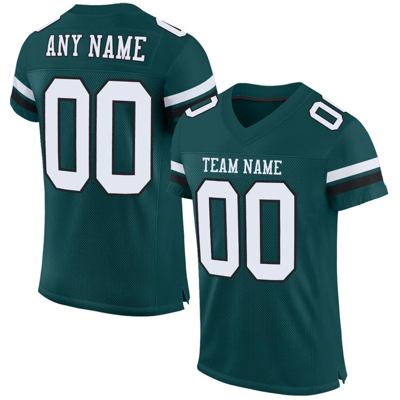 Custom Football Jersey, Green White Sportswear Jersey Shirt, Athletic Mesh Moisture Wicking Jersey, Casual Gift for Men, Style MidnightGreen0011
