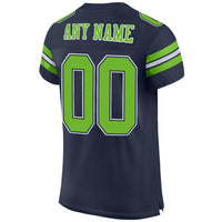 Custom Football Jersey, Navy Neon Green White Sportswear Jersey Shirt, Athletic Mesh Moisture Wicking Jersey, Casual Gift for Men