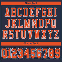 Custom Football Jersey, Navy Orange White Sportswear Jersey Shirt, Athletic Mesh Moisture Wicking Jersey, Casual Gift for Men, Style Navy0006
