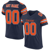 Custom Football Jersey, Navy Orange White Sportswear Jersey Shirt, Athletic Mesh Moisture Wicking Jersey, Casual Gift for Men, Style Navy0006