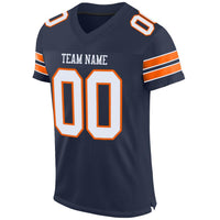 Custom Football Jersey, Navy White Orange Sportswear Jersey Shirt, Athletic Mesh Moisture Wicking Jersey, Casual Gift for Men, Style Navy0014