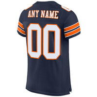 Custom Football Jersey, Navy White Orange Sportswear Jersey Shirt, Athletic Mesh Moisture Wicking Jersey, Casual Gift for Men, Style Navy0014
