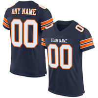 Custom Football Jersey, Navy White Orange Sportswear Jersey Shirt, Athletic Mesh Moisture Wicking Jersey, Casual Gift for Men, Style Navy0014