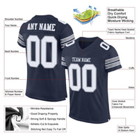 Custom Football Jersey, Navy White Gray Sportswear Jersey Shirt, Athletic Mesh Moisture Wicking Jersey, Casual Gift for Men, Style Navy0015