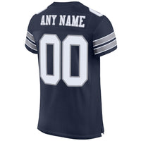 Custom Football Jersey, Navy White Gray Sportswear Jersey Shirt, Athletic Mesh Moisture Wicking Jersey, Casual Gift for Men, Style Navy0015