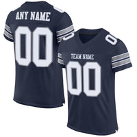Custom Football Jersey, Navy White Gray Sportswear Jersey Shirt, Athletic Mesh Moisture Wicking Jersey, Casual Gift for Men, Style Navy0015