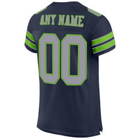 Custom Football Jersey, Navy Gray Neon Green Sportswear Jersey Shirt, Athletic Mesh Moisture Wicking Jersey, Casual Gift for Men
