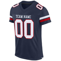 Custom Football Jersey, Navy White Red Sportswear Jersey Shirt, Athletic Mesh Moisture Wicking Jersey, Casual Gift for Men, Style Navy0080