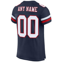 Custom Football Jersey, Navy White Red Sportswear Jersey Shirt, Athletic Mesh Moisture Wicking Jersey, Casual Gift for Men, Style Navy0080