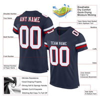 Custom Football Jersey, Navy White Red Sportswear Jersey Shirt, Athletic Mesh Moisture Wicking Jersey, Casual Gift for Men, Style Navy0080