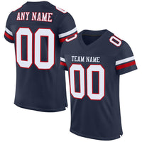 Custom Football Jersey, Navy White Red Sportswear Jersey Shirt, Athletic Mesh Moisture Wicking Jersey, Casual Gift for Men, Style Navy0080