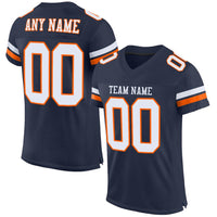 Custom Football Jersey, Navy White Orange Sportswear Jersey Shirt, Athletic Mesh Moisture Wicking Jersey, Casual Gift for Men, Style Navy0081