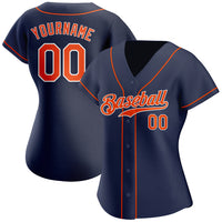 Custom Baseball Jersey, Navy Orange White Sportswear Jersey Shirt, Athletic Button Down Moisture Wicking Jersey, Casual Gift for Men