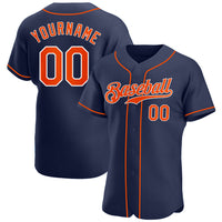 Custom Baseball Jersey, Navy Orange White Sportswear Jersey Shirt, Athletic Button Down Moisture Wicking Jersey, Casual Gift for Men