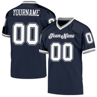 Custom Football Jersey, Navy White Gray Sportswear Jersey Shirt, Athletic Mesh Moisture Wicking Jersey, Casual Gift for Men, Style Navy0211